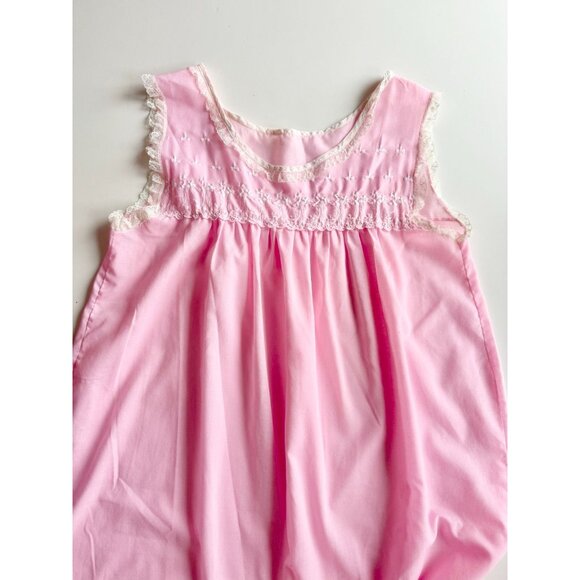Vintage Pink Polycotton Voile Lace Embroidered Trim Peignoir Nightgown, One Size - Picture 6 of 16